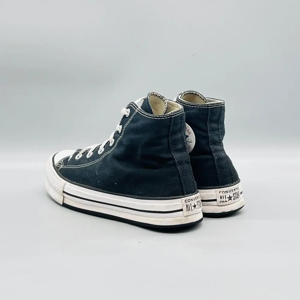 Converse Shoes Girls Boys 5 Black Canvas Chuck Taylor All Star High Top Sneakers